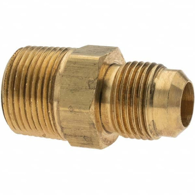 Parker -11022-10 Brass Flared Tube Connector: 5/8" Tube OD, 3/4-14 Thread, 45 ° Flared Angle