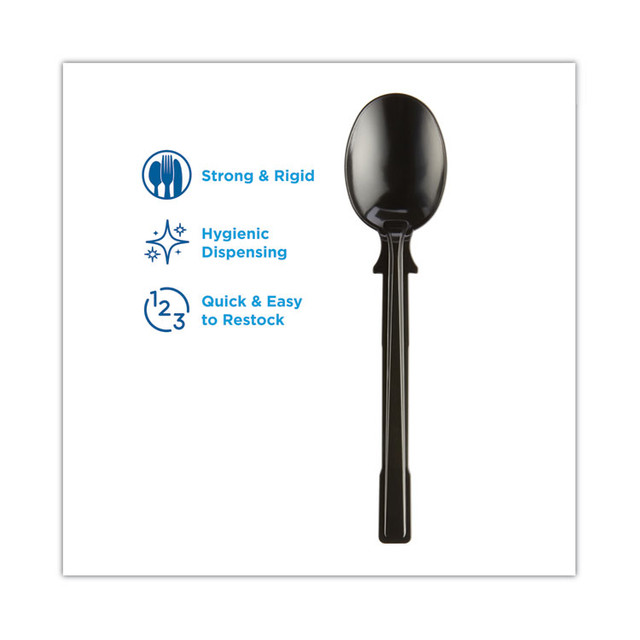 GEORGIA PACIFIC Dixie® DUSSS5 SmartStock Tri-Tower Dispensing System Polystyrene Cutlery, Mediumweight Soup Spoon, Plastic, Black, 40/Pack, 24 Packs/Carton