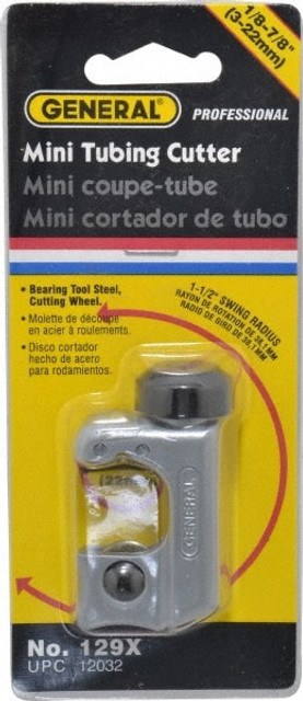 General 129X Hand Tube Cutter: 1/8 to 7/8" Tube