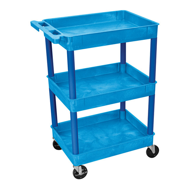 H. WILSON COMPANY BUSTC111BU Luxor 3-Shelf Tub Cart, 36 1/2inH x 24inW x 18inD, Blue