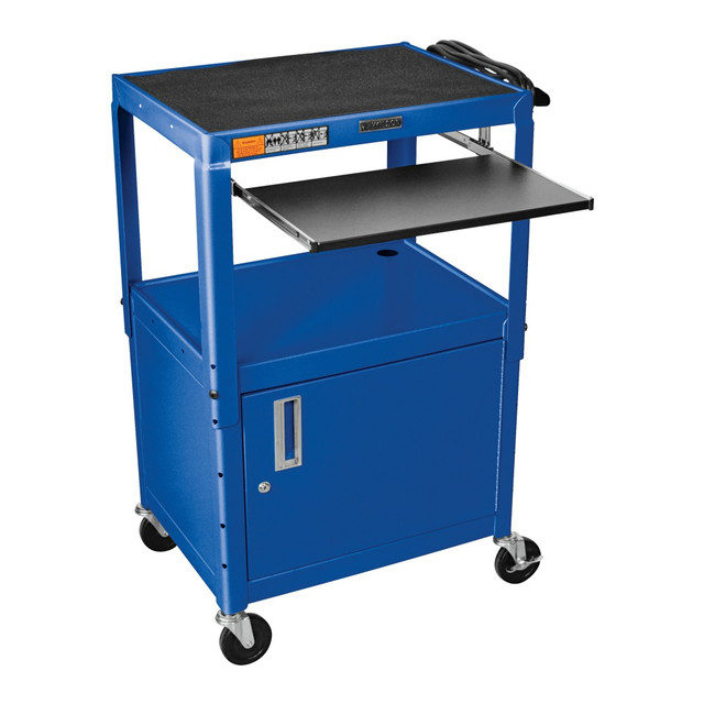H. WILSON/ LUXOR FURNITURE AVJ42KBC-RB Luxor Adjustable Height Cart, With Cabinet/Pullout Tray, 16 5/8inH x 24inW x 17 1/2inD, Blue H. WILSON/ LUXOR FURNITURE AVJ42KBC-RB Luxor Adjustable Height Cart, With Cabinet/Pullout Tray, 16 5/8inH x 24inW x 17 1/2inD, Blue