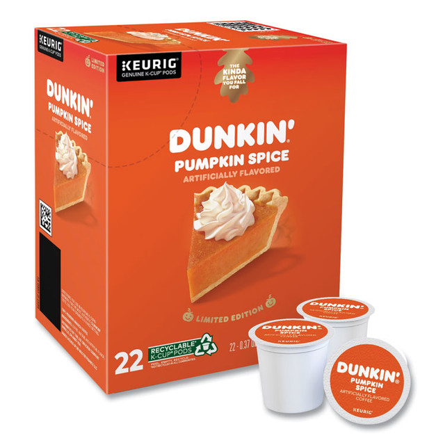 KEURIG DR PEPPER Dunkin Donuts® 7596 K-Cup Pods, Pumpkin Spice, 22/Box