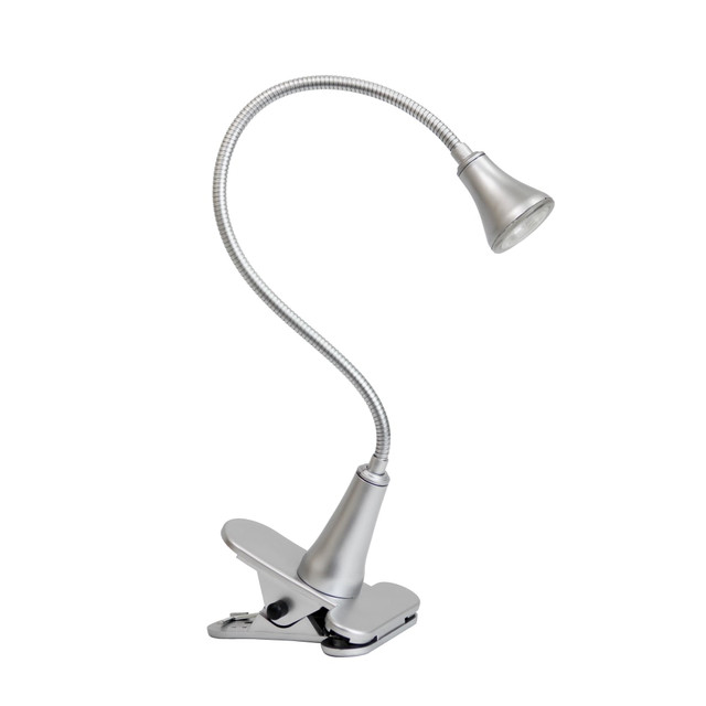 ALL THE RAGES INC LD2015-SLV Simple Designs Gooseneck Clip Light Desk Lamp, Adjustable, Silver