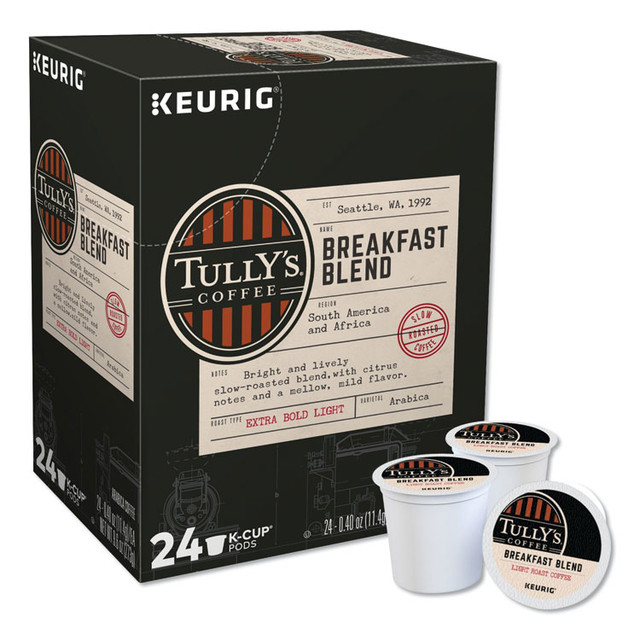 KEURIG DR PEPPER Tully's Coffee® 192719 Breakfast Blend Coffee K-Cups, 24/Box