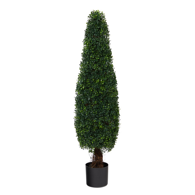 NEARLY NATURAL INC. Nearly Natural T1542  Boxwood Topiary 4'H Artificial Tree With Planter, 48inH x 11inW x 11inD, Green/Black