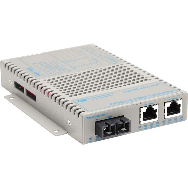 OMNITRON SYSTEMS TECHNOLOGY, INC. 9322-0-21W Omnitron OmniConverter 10/100 PoE+ Ethernet Fiber Media Converter Switch RJ45 SC Multimode 5km Wide Temp - 2 x 10/100BASE-TX; 1 x 100BASE-FX; US AC Powered; Lifetime Warranty