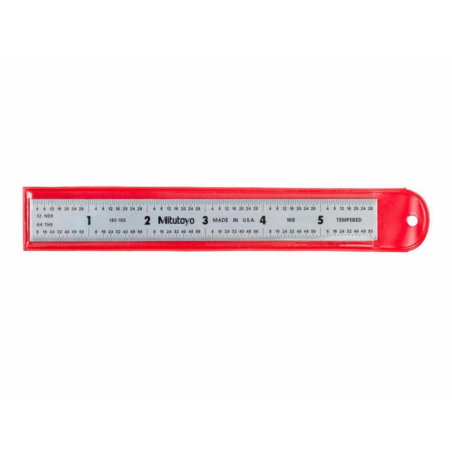 Mitutoyo 182-161 Steel Rule: 24" OAL, 4R Graduation, Rigid, 1-3/16" OAW