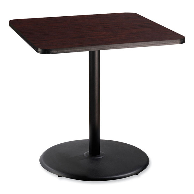 NATIONAL PUBLIC SEATING NPS® CT33636RC1MY Cafe Table, 36w x 36d x 36h, Square Top/Round Base, Mahogany Top, Black Base