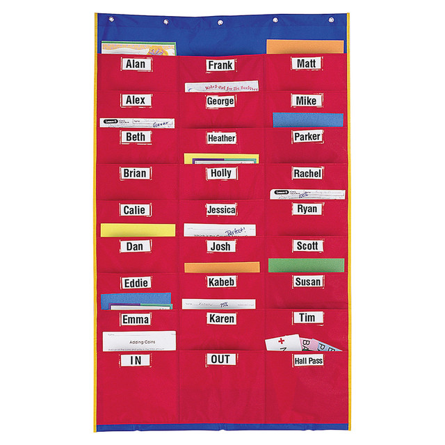 LEARNING RESOURCES, INC. LER2255 Learning Resources Organization Station Pocket Chart, 45in x 28 1/4in, Red/Blue, Grade 1 - Grade 3