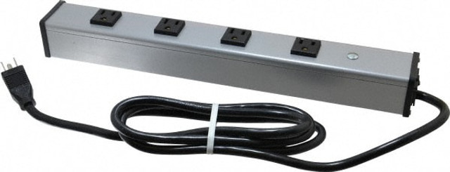 Wiremold UL1090BC 4 Outlets, 120 Volts, 15 Amps, 6' Cord, Power Outlet Strip