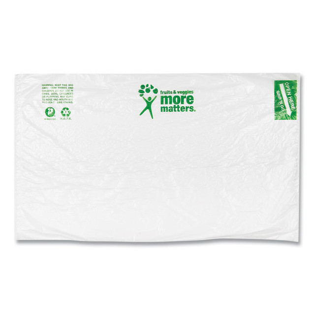 INTEGRATED BAGGING SYSTEMS Inteplast Group PHMORE20NS Produce Bags, Fruits and Veggies - More Matters Labeling, 0.35 mil, 12" x 20", Clear, 875 Bags/Roll, 4 Rolls/Carton