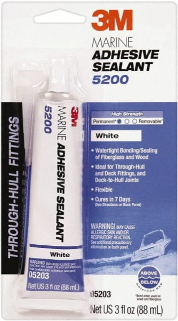 3M Marine Adhesive Sealant: 3 oz Tube, White, Polyurethane 7000118401 3M Marine Adhesive Sealant: 3 oz Tube, White, Polyurethane 7000118401