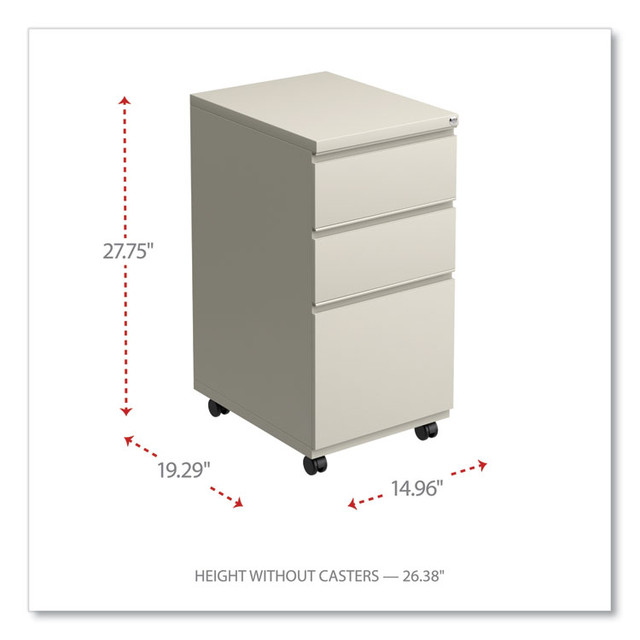 ALERA PBBBFPY File Pedestal with Full-Length Pull, Left or Right, 3-Drawers: Box/Box/File, Legal/Letter, Putty, 14.96" x 19.29" x 27.75"