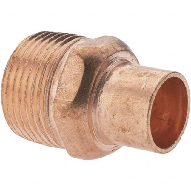 Mueller Industries W 01130 Wrot Copper Pipe Adapter: 1/2" x 3/4" Fitting, C x M, Solder Joint