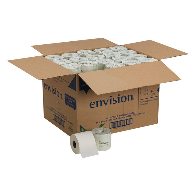 GEORGIA-PACIFIC CORPORATION 14580 Pacific Blue by GP PRO, 1 Ply, Standard Roll Toilet Paper , 4.05x4, 100% Recycled, White, 1210 Sheets, 80 Rolls per Case