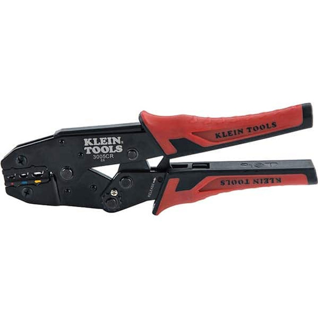 Klein Tools 3005CR Crimpers; Crimper Type: Terminal ; Capacity: 10-22 AWG ; Handle Material: ABS Plastic ; Terminal Type: Standard ; Features: 3 Crimping Cavities ; Ratcheting: Yes