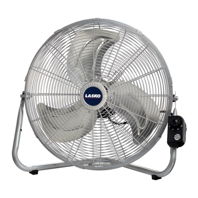LASKO PRODUCTS, LLC 2265QM Lasko Portable Fan - 20in Fan Diameter - 3 Speed - Energy Efficient, Pivoting Head - 22in Height x 22in Width - Rubber, Steel - Silver