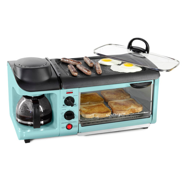 NOSTALGIA PRODUCTS GROUP LLC BST3AQ Nostalgia Electrics Retro 3-in-1 Family-Size Breakfast Station, Aqua NOSTALGIA PRODUCTS GROUP LLC BST3AQ Nostalgia Electrics Retro 3-in-1 Family-Size Breakfast Station, Aqua