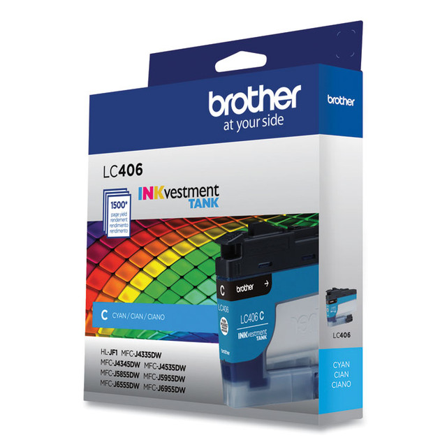 BROTHER INTL. CORP. LC406CS LC406CS INKvestment Ink, 1,500 Page-Yield, Cyan