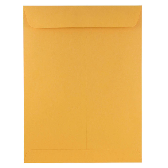 JAM PAPER AND ENVELOPE JAM Paper 4132  Open-End 9in x 12in Envelopes, Gummed Seal, Brown Kraft, Pack Of 100 Envelopes