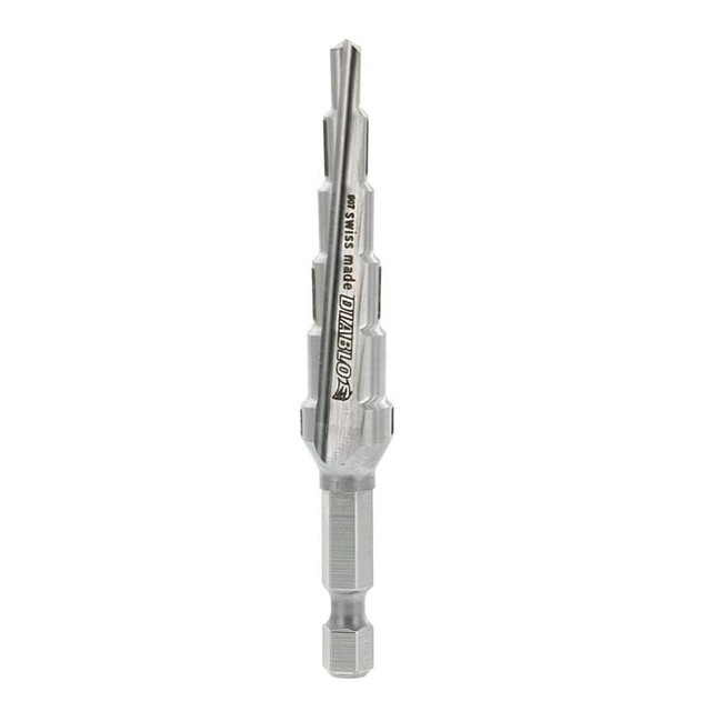 DIABLO DSD0500S06 Step Drill Bit: 1/2" Dia, 1/4" Shank Dia, High Speed Steel