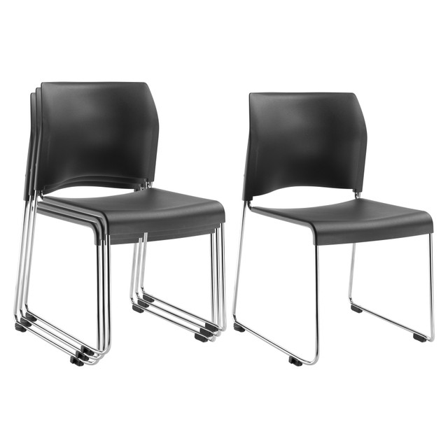 OKLAHOMA SOUND CORPORATION 8820-11-20/4 National Public Seating 8800 Series Cafetorium Plastic Stack Chairs, Charcoal Slate/Chrome, Pack Of 4 Chairs OKLAHOMA SOUND CORPORATION 8820-11-20/4 National Public Seating 8800 Series Cafetorium Plastic Stack Chairs, Charcoal Slate/Chrome, Pack Of 4 Chairs