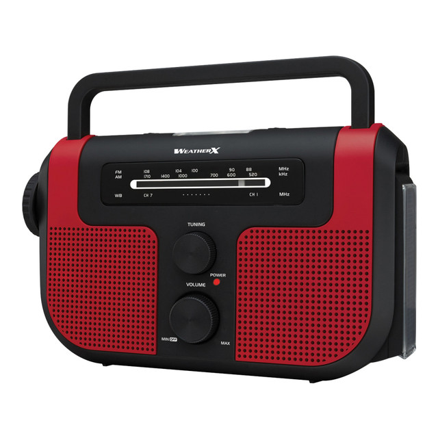 DPI, INC. WR383R DPI WeatherX WR383R Weather And Alert Handheld Radio With AM/FM Radio, Black/Red