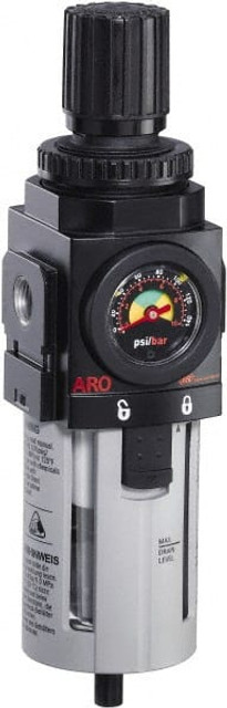 ARO/Ingersoll-Rand P39344-600 FRL Combination Unit: 1/2 NPT, Standard, 1 Pc Filter/Regulator with Pressure Gauge