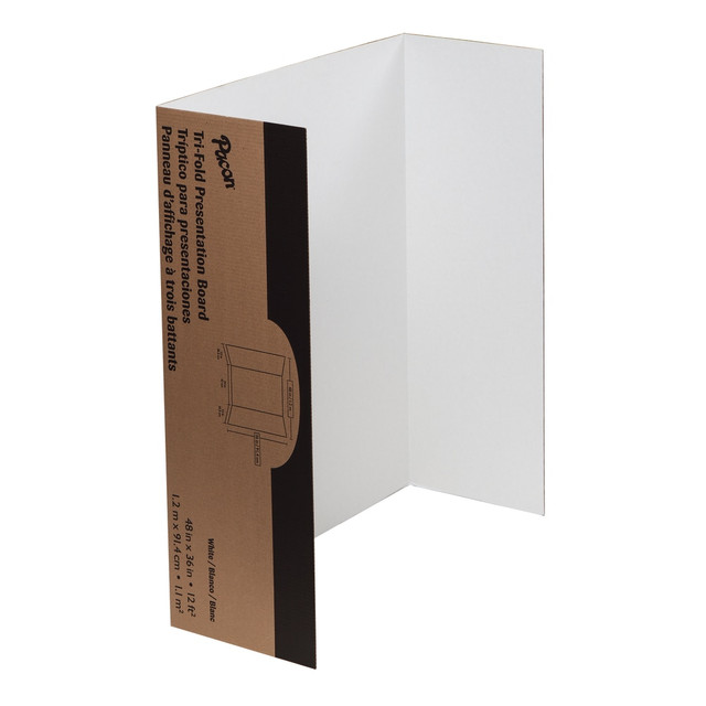 PACON CORPORATION 37634 Pacon 80% Recycled Single-Walled Tri-Fold Presentation Boards, 48in x 36in, White, Carton Of 4