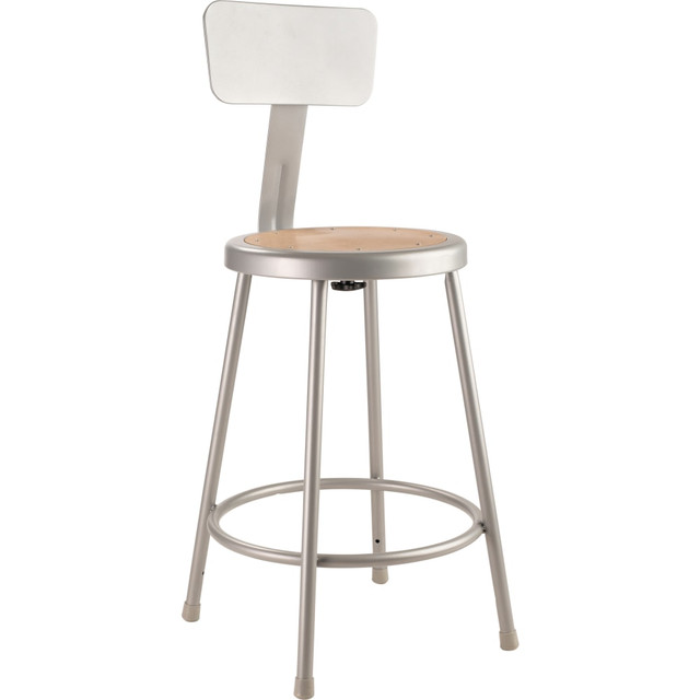 OKLAHOMA SOUND CORPORATION 6224B/1 National Public Seating Hardboard Stool With Back, 24inH, Gray OKLAHOMA SOUND CORPORATION 6224B/1 National Public Seating Hardboard Stool With Back, 24inH, Gray