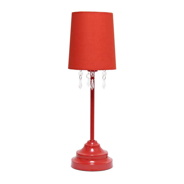 ALL THE RAGES INC Simple Designs LT3018-RED  Table Lamp with Fabric Shade and Hanging Acrylic Beads, Red