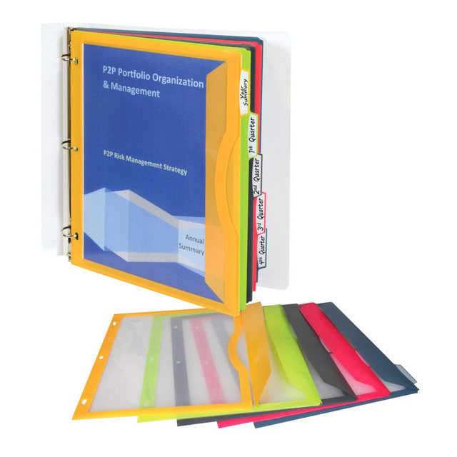 CLINE PRODUCTS INC C-Line 6650  Super Heavyweight Poly Binder Pockets with Write-On Index Tabs - 5-Tab Set, Assorted Colors, 8-1/2 x 11, 5/ST, 06650