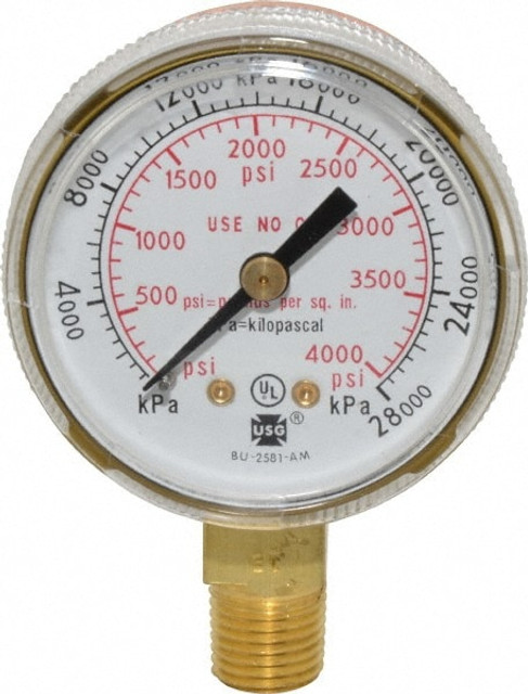 Victor 1424=0019 1/4 Inch NPT, 4,000 Max psi, Steel Case Cylinder Pressure Gauge