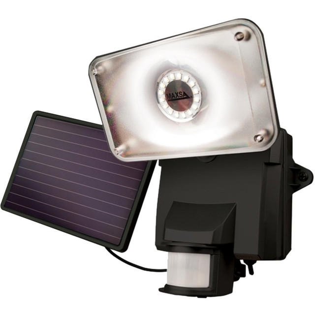 MAXSA INNOVATIONS LLC 44641 Maxsa Motion-Activated Solar Security Floodlight - LED Bulb - Black - 878 lm Lumens - Surface Mount - for Driveway, Deck, Yard, Porch, Swimming Pool, Shed, Business Center, Pathway, Garden, Entryway, Outdoor MAXSA INNOVATIONS LLC 44641 Maxsa Motion-Activated Solar Security Floodlight - LED Bulb - Black - 878 lm Lumens - Surface Mount - for Driveway, Deck, Yard, Porch, Swimming Pool, Shed, Business Center, Pathway, Garden, Entryway, Outdoor