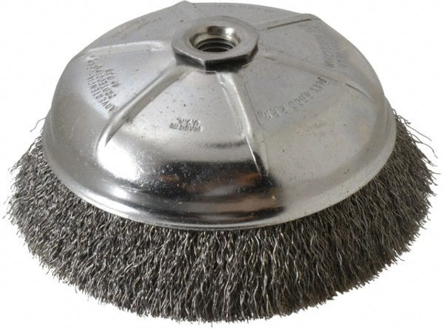 Weiler 93656 Cup Brush: 6" Dia, 0.014" Wire Dia, Steel, Crimped