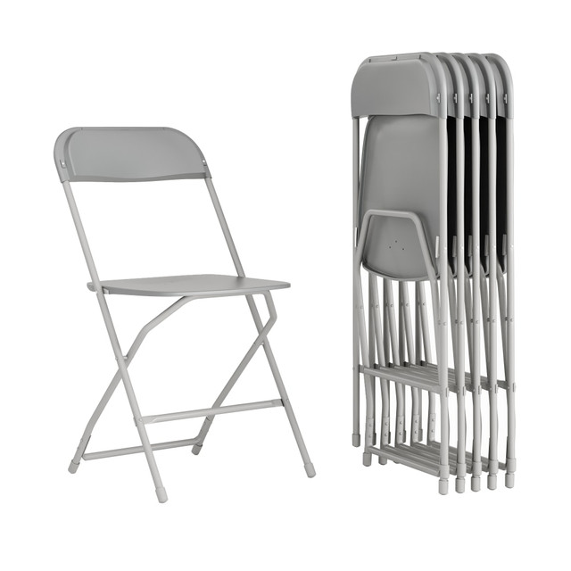 FLASH FURNITURE 6LEL3GREY  Hercules Series Plastic Folding Chairs, Gray, Set Of 6 Chairs