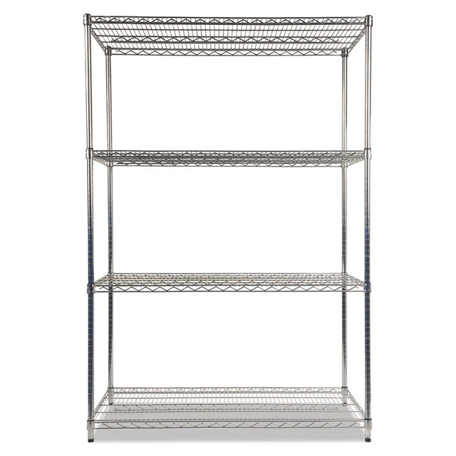 ALERA SW504824SR NSF Certified Industrial Four-Shelf Wire Shelving Kit, 48w x 24d x 72h, Silver