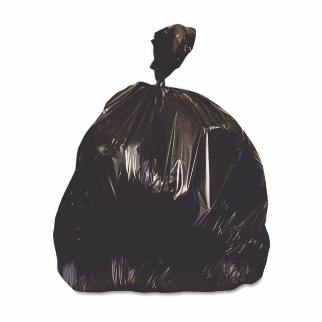 HERITAGE X6639AK Reprocessed Resin Can Liners, 33 gal, 1.5 mil, 33" x 39", Black, 100/Carton