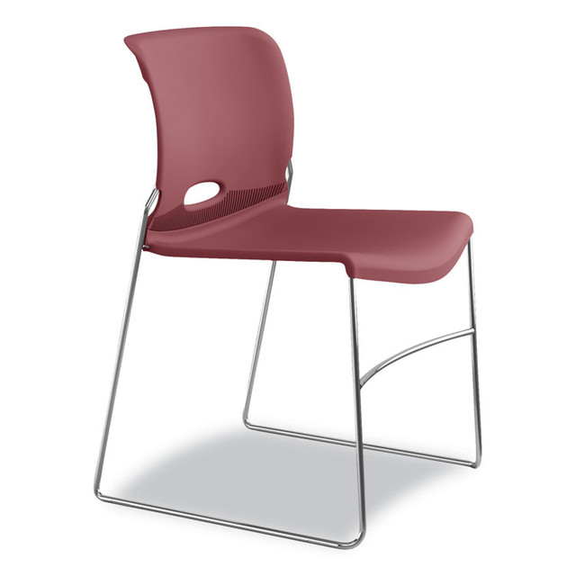 HON COMPANY 4041MB Olson Stacker High Density Chair, Supports 300 lb, 17.75" Seat Height, Mulberry Seat, Mulberry Back, Chrome Base, 4/Carton