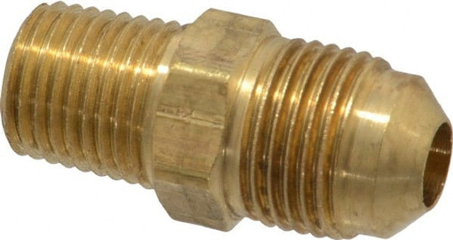 Parker 48F-6-4 Brass Flared Tube Connector: 3/8" Tube OD, 1/4-18 Thread, 45 ° Flared Angle