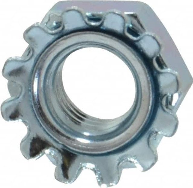 Value Collection KEPFI0250-100BX 1/4-28, Zinc Plated, Steel K-Lock Hex Nut with External Tooth Lock Washer