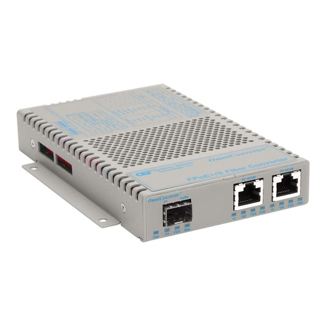 OMNITRON SYSTEMS TECHNOLOGY, INC. 9339-0-21 Omnitron OmniConverter FPoE+/S - Fiber media converter - 100Mb LAN - 10Base-T, 100Base-FX, 100Base-TX - RJ-45 / SFP (mini-GBIC)