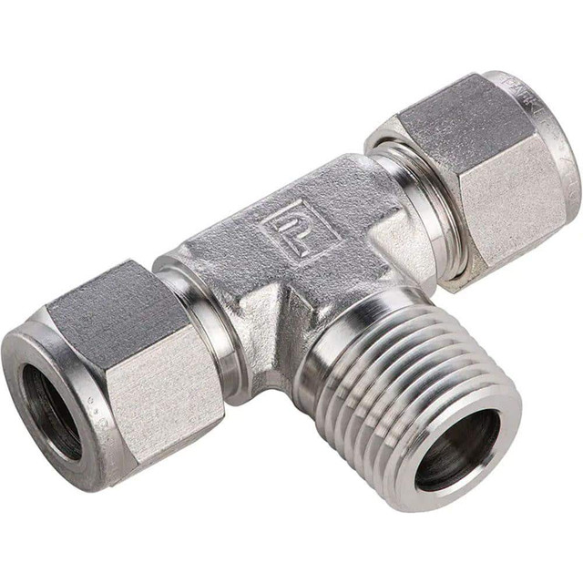 Parker 8MBT8N-316 Compression Tube Male Branch Tee: 1/2-14" Thread, Compression x Compression x MNPT