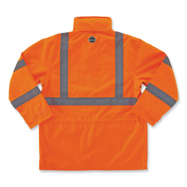 TENACIOUS HOLDINGS, INC. ergodyne® 24314 GloWear 8365 Class 3 Hi-Vis Rain Jacket, Polyester, Large, Orange