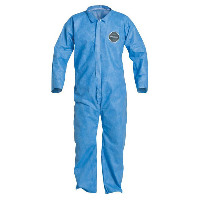 Dupont PB120SBULG00250 Disposable Coveralls: Size Large, Film Laminate, Zipper Closure