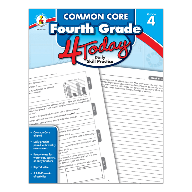 CARSON-DELLOSA PUBLISHING LLC 104821 Carson-Dellosa Common Core 4 Today Workbook, Grade 4