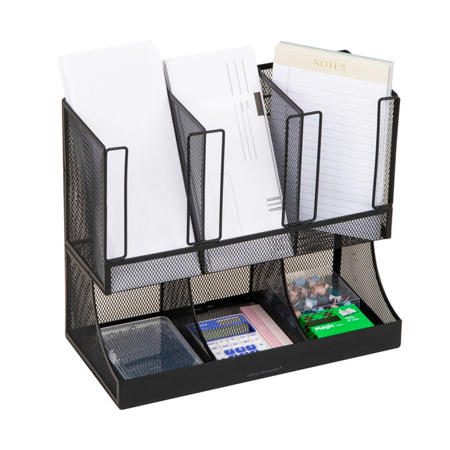 EMS MIND READER LLC UPMESH-BLK Mind Reader 2 Tier 6 Compartment Coffee Cup and Condiment Organizer, 11-1/4inH x 6-129/20inW x 13inD, Black EMS MIND READER LLC UPMESH-BLK Mind Reader 2 Tier 6 Compartment Coffee Cup and Condiment Organizer, 11-1/4inH x 6-129/20inW x 13inD, Black