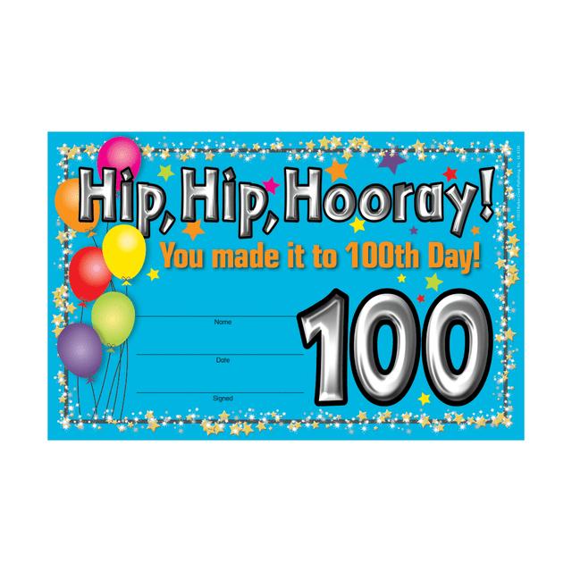 BARKER CREEK PUBLISHING, INC. LL426 Barker Creek Blank Award Certificates, 100th Day, 8 1/2in x 5 1/2in, Pack Of 30 BARKER CREEK PUBLISHING, INC. LL426 Barker Creek Blank Award Certificates, 100th Day, 8 1/2in x 5 1/2in, Pack Of 30