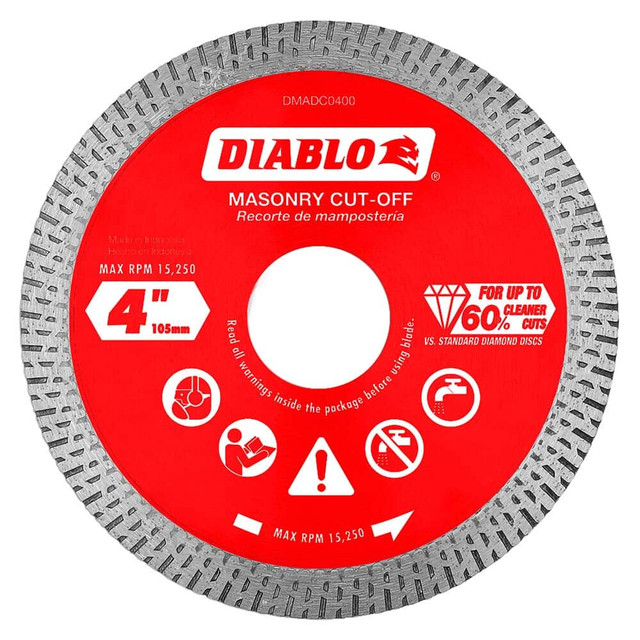 DIABLO DMADC0400 Wet & Dry Cut Saw Blade: 4" Dia, 0.7874, 5/8 & 7/8" Arbor Hole, 0.0551" Kerf Width