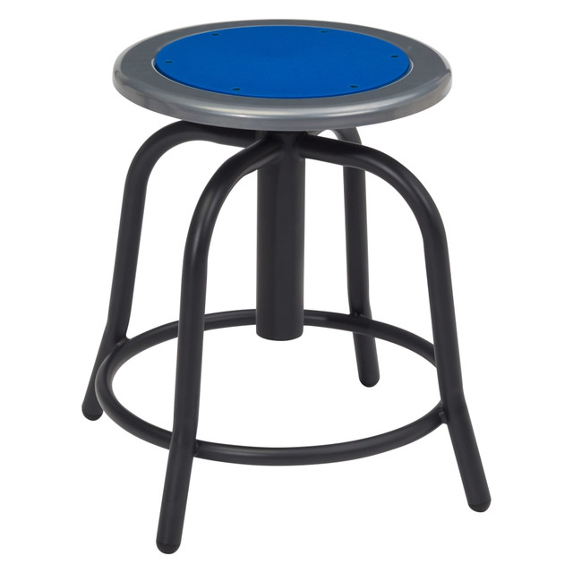 OKLAHOMA SOUND CORPORATION 6825-10/1 National Public Seating 18in - 24in Height Adjustable Swivel Stool, Persian Blue Steel Seat, Black Frame